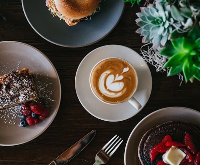 An image of food on different plates